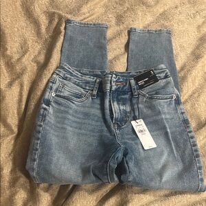 Express Blue Skinny Jeans with Subtle Fading